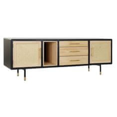 NEW DKD Home Decor Fekete rattan fenyő TV szekrény (160 x 55 x 44 cm)