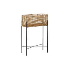 NEW DKD Home Decor Virágállvány Természetes Fekete Fém Szintetikus Rattan (49 x 21 x 67 cm)