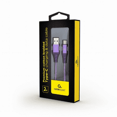 Gembird USB type-C - USB Type-A szövet borítású adat- és töltőkábel 2m lila (CC-USB2B-AMCM-2M-PW) (CC-USB2B-AMCM-2M-PW)