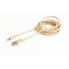 Gembird USB 2.0 A -> USB micro-B M/M adatkábel 1.8m arany szövet birítás (CCB-mUSB2B-AMBM-6-G) (CCB-mUSB2B-AMBM-6-G)