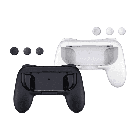 Qware Gaming Controller Holders, Nintendo Switch, Fekete-Fehér, Joy-Con markolat + Thumb Grips