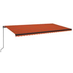 Vidaxl narancs és barna kézzel kihúzható LED-es napellenző 600x350 cm 3069245