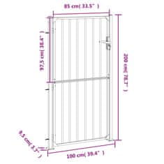 Vidaxl rozsdamentes acél kertkapu 100 x 200 cm 376473