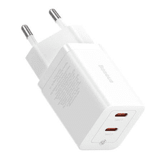 BASEUS GaN5 2xUSB-C hálózati töltő 40W fehér (CCGP180102) (CCGP180102)