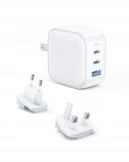 Innostyle Innostyle Mini Cube Nagy Teljesítményű Gyorstöltő Gan Utazás Eu Us Uk Au 3X Usb Usb-C 65W Fehér