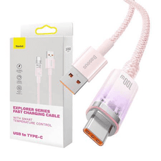 BASEUS Flash USB-A - USB-C gyorstöltőkábel 6A 1m rózsaszín (CATS010404) (CATS010404)