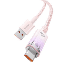 BASEUS Flash USB-A - USB-C gyorstöltőkábel 6A 1m rózsaszín (CATS010404) (CATS010404)