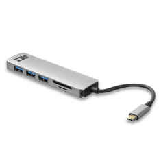 ACT ACT USB-C Hub 3.2 3 portos kártyaolvasóval ezüst (AC7050)