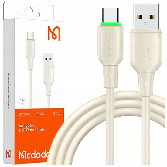 Mcdodo Mcdodo Usb-C Gyors Töltőkábel Samsung Xiaomi C Típusú 6A 100W 1M Led Bézs Színben