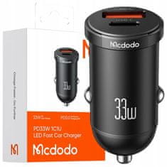 Mcdodo Mcdodo Nagy Teljesítményű Gyors Autós Töltő Telefonhoz 2X Usb Usb-C 33W Vezetett