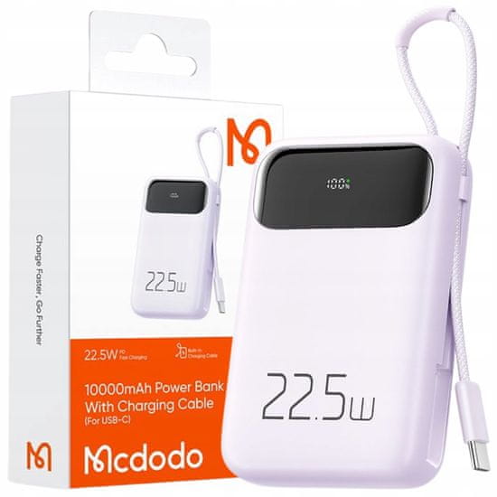 Mcdodo Mcdodo Powerbank 10000Mah Kijelzővel 3X Usb Usb-C 22.5W + Usb-C Kábel