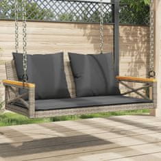 Greatstore szürke polyrattan hintapad párnákkal 109 x 62 x 40 cm