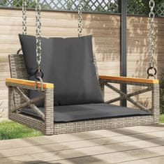 Greatstore szürke polyrattan hintapad párnákkal 63 x 62 x 40 cm