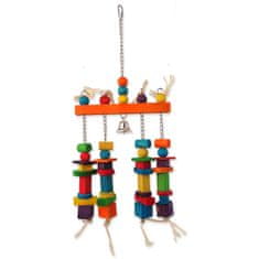 BIRD JEWEL Játék BIRD JEWEL lógó színes trapéz fával és csengővel 55 cm