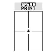 SPARE PRINT PREMIUM Öntapadós címkék fehér, 100 db A4-es lap dobozban (1 lap/4x címke 105x148mm)
