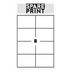 SPARE PRINT PREMIUM Öntapadós címkék fehér, 100 db A4-es lap dobozban (1 ív/8x címke 105x74mm)