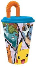 Stor POHÁR SZÍVÓSZÁLLAL POKÉMON 430ML KÉK