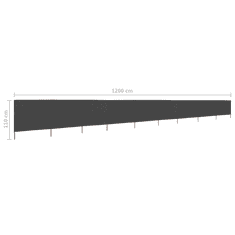 Vidaxl antracitszürke 9 paneles szövet szélfogó 1200 x 80 cm (47188)