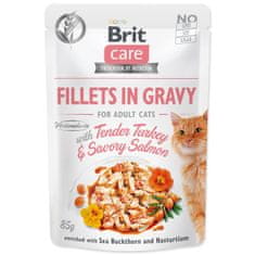 Brit BRIT Care Macskafilé mártásban, zsenge pulykával és sós lazaccal 85 g