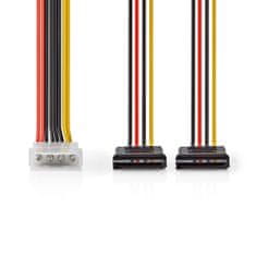 Nedis Belső tápkábel | Molex férfi | 2x SATA 15 tűs aljzat | Aranyozott | 0,15 m | kerek | PVC | Többszínű | Doboz 