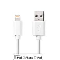 Nedis Villámkábel | USB 2.0 | Apple Lightning 8 tűs | USB-A férfi | 480 Mbps | Nikkelezett | 3,00 m | kerek | PVC | Fehér | Címke 