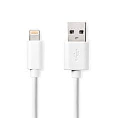 Nedis Villámkábel | USB 2.0 | Apple Lightning 8 tűs | USB-A férfi | 480 Mbps | Nikkelezett | 3,00 m | kerek | PVC | Fehér | Címke 