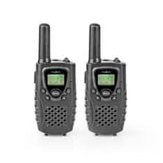 Nedis Walkie-Talkie készlet | 2 kézibeszélő | 8 km-ig | Frekvencia csatornák: 8 | PTT / VOX | akár 2,5 óra | Fejhallgató kimenet | Fekete 