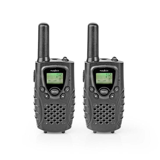 Nedis Walkie-Talkie készlet | 2 kézibeszélő | 8 km-ig | Frekvencia csatornák: 8 | PTT / VOX | akár 2,5 óra | Fejhallgató kimenet | Fekete