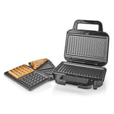 Nedis Multi Grill | Grill / Szendvics / Gofri | 700 W | 22 x 12,5 cm | Automatikus hőmérséklet-szabályozás | Műanyag / Rozsdamentes acél 