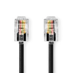 Nedis Távközlési kábel | RJ10 Férfi | RJ10 Férfi | 5,00 m | Kábel kialakítás: tekercses | Kábel típusa: RJ10 | Fekete 