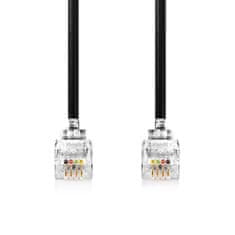 Nedis Távközlési kábel | RJ10 Férfi | RJ10 Férfi | 5,00 m | Kábel kialakítás: tekercses | Kábel típusa: RJ10 | Fekete 