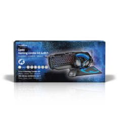 Nedis Gaming Combo Kit | 4 az 1-ben | Billentyűzet, fejhallgató, egér és egérpad | Kék / Fekete | QWERTY | IT elrendezés 