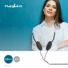 Nedis Fülre helyezhető vezetékes fejhallgató | 3,5 mm | Kábel hossza: 1,20 m | Fekete 