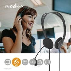 Nedis PC headset | Fülön | Sztereó | 2x 3,5 mm | Összecsukható mikrofon | Fekete 