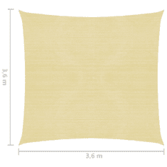 Vidaxl 3,6x3,6 m bézs négyzet HDPE napernyő (42282)