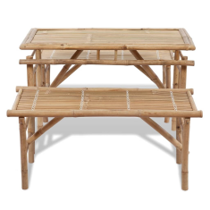 Vidaxl bambusz sörözőasztal 2 paddal 100 cm (41502)