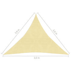 Vidaxl 3,6x3,6x3,6 m háromszög alakú bézs HDPE napernyő (42285)