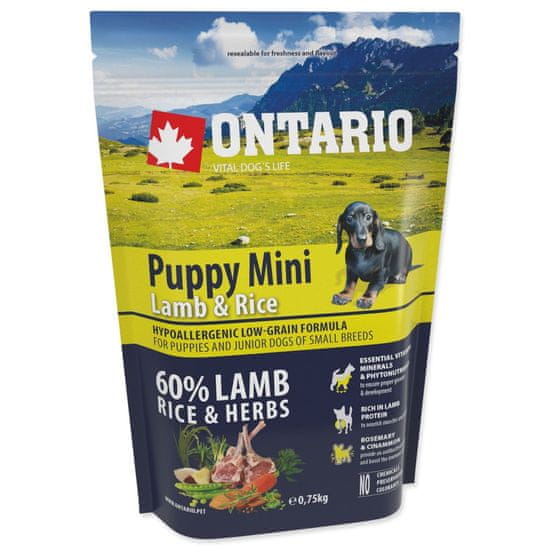 Ontario  Puppy Mini bárány és rizs 0,75 kg