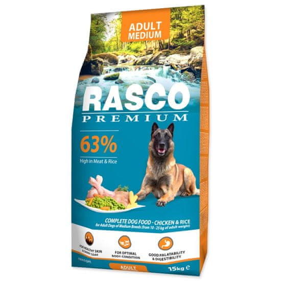 RASCO PREMIUM Granulátum Adult Medium csirke rizzsel 15 kg