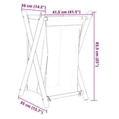 Vidaxl krémfehér bambusz szennyeskosár 41,5x36x63,5 cm 368034