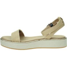 Tommy Hilfiger Szandál bézs 39 EU Linen With Gold Flatform