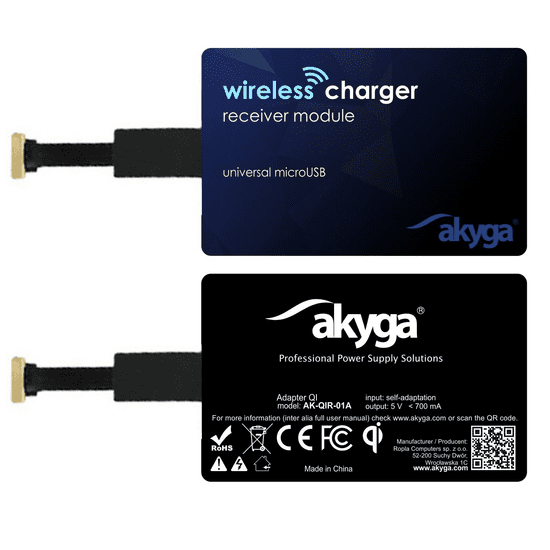 Akyga AK-QIR-01A Indukciós töltő adapter microUSB (5V / 1A) (AK-QIR-01A)