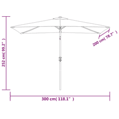 Vidaxl antracitszürke kültéri napernyő fémrúddal 300 x 200 cm (44501)