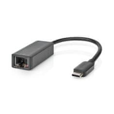 Nedis USB hálózati adapter | USB 3.2 Gen 1 | 2,5 Gbps | USB-C Male | RJ45 Nő | 0,2 m | kerek | Aranyozott | Ónozott réz | Fekete | Boríték 