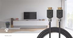 Nedis Prémium nagy sebességű HDMI kábel Ethernettel | HDMI csatlakozó | HDMI csatlakozó | 4K@60Hz | 18 Gbps | 2,00 m | kerek | PVC | Antracit | Doboz 