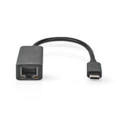 Nedis USB hálózati adapter | USB 3.2 Gen 1 | 2,5 Gbps | USB-C Male | RJ45 Nő | 0,2 m | kerek | Aranyozott | Ónozott réz | Fekete | Boríték 