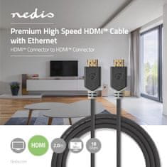 Nedis Prémium nagy sebességű HDMI kábel Ethernettel | HDMI csatlakozó | HDMI csatlakozó | 4K@60Hz | 18 Gbps | 2,00 m | kerek | PVC | Antracit | Doboz 