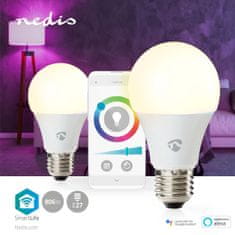 Nedis SmartLife színes villanykörte | Wi-Fi | E27 | 806 lm | 9 W | RGB / Melegtől hideg fehérig | 2700 - 6500 K | Android / IOS | Izzó | 2 db. 