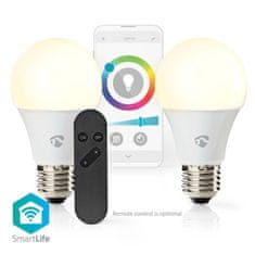 Nedis SmartLife színes villanykörte | Wi-Fi | E27 | 806 lm | 9 W | RGB / Melegtől hideg fehérig | 2700 - 6500 K | Android / IOS | Izzó | 2 db. 