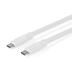 Nedis USB kábel | USB 3.2 Gen 2 | USB-C Hane | USB-C Hane | 240 W | 8K@30Hz | 20 Gbps | Nickelplaterad | 1,00 m | kerek | Szilikon | Vit | Låda 